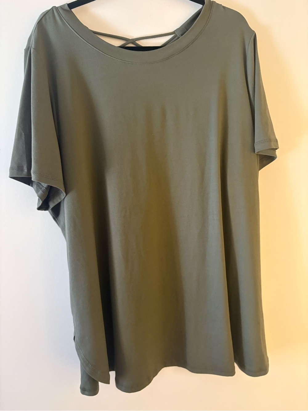Women’s Olive Green Short-Sleeve Shirt with Back Detail